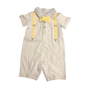NWT Baby Boy 3-6 Months First Impressions Romper Blue Chevron Bow Tie